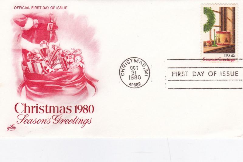 United States 1980 Christmas FDC Unadressed VGC