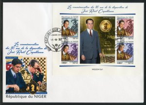 NIGER 2022  80th MEMORIAL OF RAUL CAPABLANCA SHEET FIRST DAY COVER
