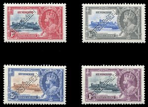 St. Vincent #134-137S Cat$110, 1935 Silver Jubilee, set of four, perforated S...