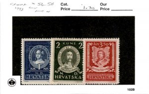 Croatia, Postage Stamp, #56-58 Mint Hinged, 1943 WWII German State (AC)