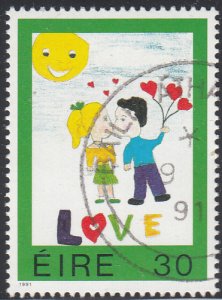 Ireland 1991 used Sc #823 30p Boy, girl kissing Love