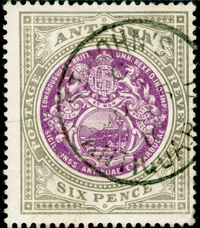 ANTIGUA SG36, 6d purple & drab, FINE USED, CDS. Cat £55. WMK CC. 