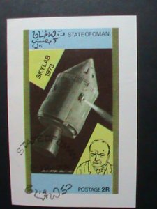 ​OMAN STAMP-1973 CENTENARY OF WINSTON CHURCHILL-SKYLAB-IMPERF-CTO S/S  VF