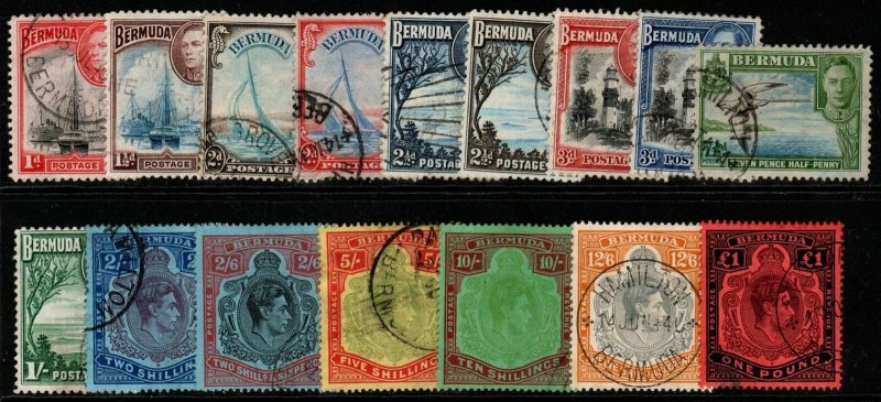 BERMUDA SG110/21d 1938-53 DEFINITIVE SET USED