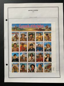 US 1994 legends of the west S.S. stamps new with album page
