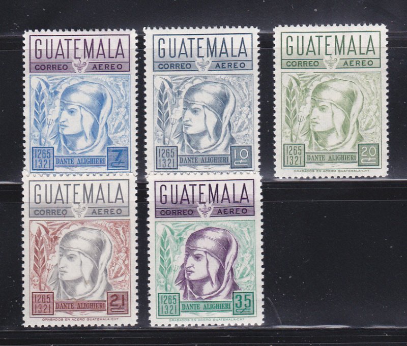 Guatemala C436-C440 Set MH Dante Alighieri, Poet