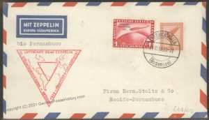 Germany 1933 Zeppelin Si238 1RM Chicago Century of Progress Recife Brazil 103442