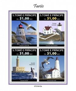 St Thomas - 2021 Lighthouses & Marine Life - 4 Stamp Sheet - ST210412a