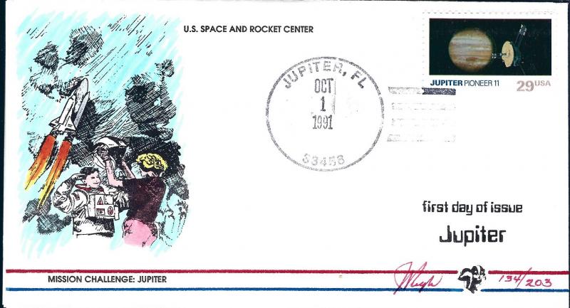 Beautiful Pugh Designed/Painted FDC Space Center Jupiter  #119 of 0nly 203