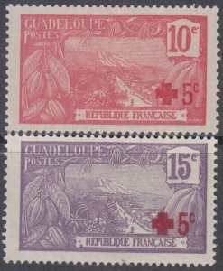 GUADELOUPE Sc# B1-2 CPL VLH SET of 22 - SEMI-POSTAL RED CROSS OVERPRINT