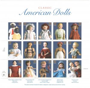 1997 United States, American Dolls - Minisheet of 15 MNH ** n. 2979/93