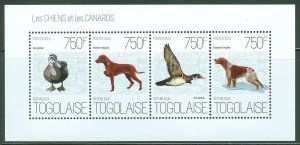 TOGO 2013  DOGS AND DUCKS  SHEET OF FOUR  MINT NH