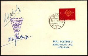 Netherlands 1960 Flying Saucer Rocket Cover Proof #4 - Double Signed - L36141