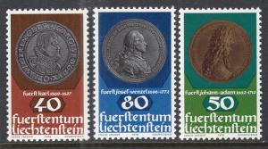 Liechtenstein 654-656 Coins on Stamps MNH VF