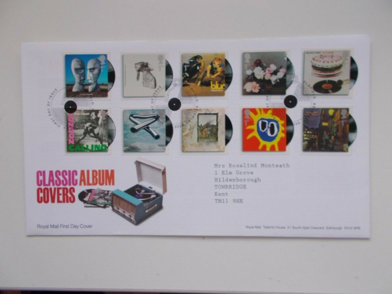 2010 Classic Album Covers Set on First Day Cover with Oldfield, Keighley SHS