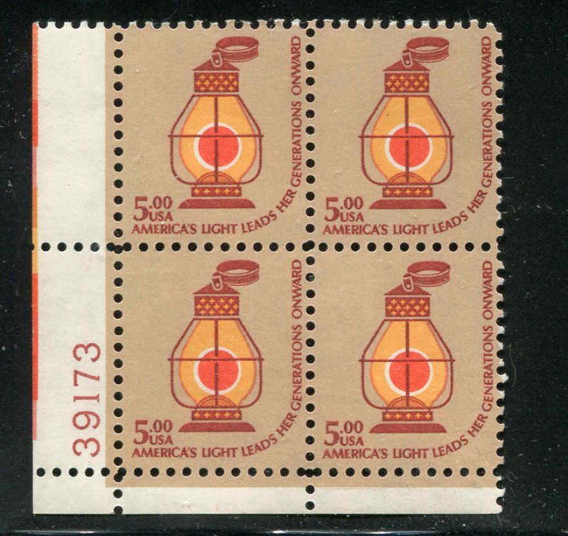 Sc # 1612 $5.00 Oil Lamp MNH Plate Block 