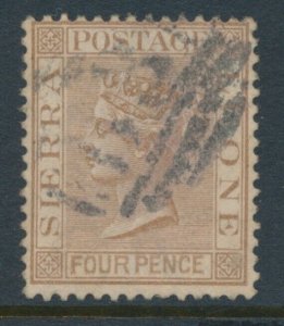 Sierra Leone SG 33 Brown 1884 Four Pence 4d WMK Crown CA Used QV