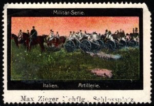 Vintage Germany Poster Stamp Max Zieger Military Series Italy Artillery