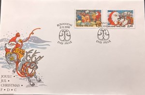 D)1990, FINLAND, FIRST DAY COVER, ISSUE, CHRISTMAS IN FINLAND, SANTA CLAUS, R