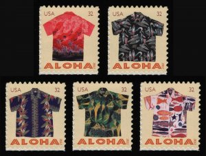 #4592-4596 32c Aloha Shirts, Singles, Mint **ANY 5=FREE SHIPPING**