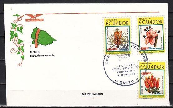 Ecuador, Scott cat. 1111-1113. Indigenous Flowers issue. First day cover. ^