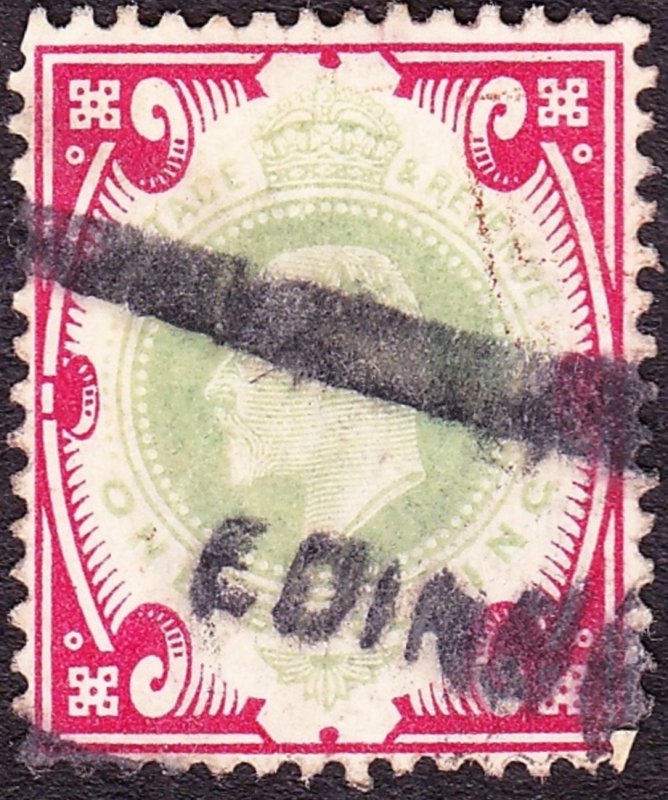 GREAT BRITAIN 1902 KEVII 1/- Dull Green & Carmine SG257 Used