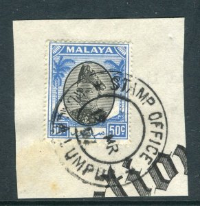 MALAYA; 1950s Selangor Sultan issue fine used Stamp Office Postmark