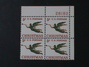 ​UNITED STATES-1965-SC#1276 CHRISTMAS-MNH-IMPRINT PLATE BLOCK-VF 59 YEARS OLD