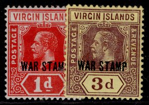 BRITISH VIRGIN ISLANDS GV SG78c + 79, 1916-19 WAR STAMP collection, M MINT.