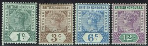 BRITISH HONDURAS 1891 QV RANGE TO 12C