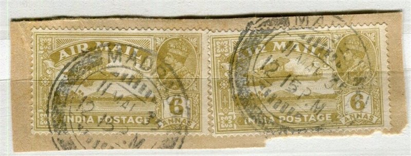 INDIA; 1935 early GV Airmail issues fine used POSTMARK PIECE,