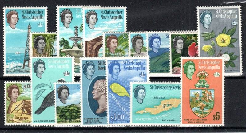 St Christopher, Nevis and Anguilla 1963-69 set SG 129-44 MH