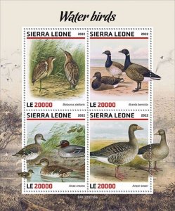 Sierra Leone - 2022 Water Birds, Bittern, Goose, Teal - 4 Stamp Sheet -