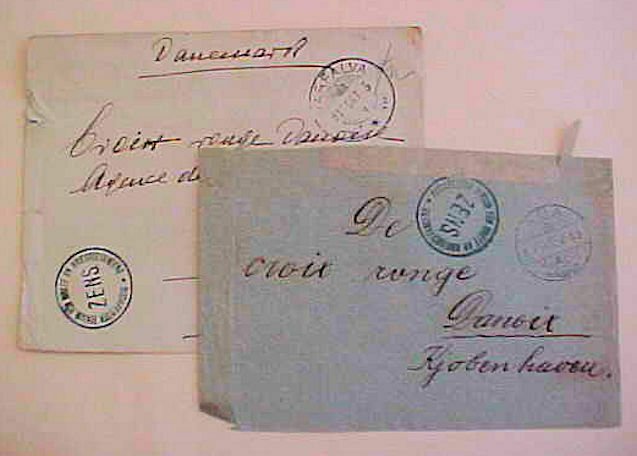 HUNGARY  POW RED CROSS B/S DENMARK 1917 2 DIFF. CENSORED