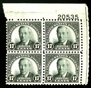 U.S. #697 MINT PL# BLOCK OF 4 OG NH