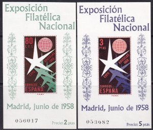 Spain 1958 Sc 877a-8a souvenir sheet set MNH**