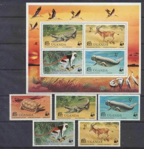 Uganda 176-80/180a MNH WWF-77 SCV18.05