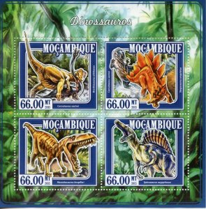 Mozambique 2015 MNH Dinosaurs Stamps Prehistoric Animals Stegosaurus 4v M/S