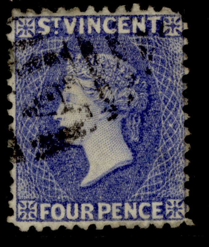 ST. VINCENT QV SG43x, 4d ultramarine-blue, USED. Cat £24. WMK REV