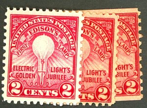 U.S. #654-656 MINT MIXED CONDITION