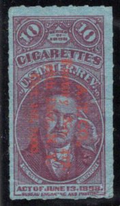 Springer TA72a, Used, 10 Class A Cigarettes, red, 1898, USA  Revenue