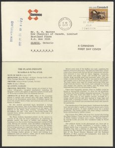 1972 #563 Plains Indians Artifacts FDC Cominco Cachet With Insert Ottawa