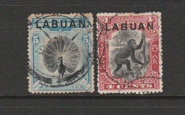 Labuan 19000/02 Optd Labuan, 4c & 5c P 13.5 x 14 Used,