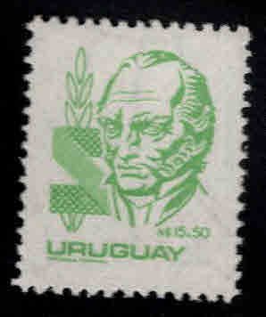 Uruguay Scott 1086 MNH** 15.50p Emerald green Artigas stamp