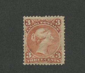 Queen Victoria 1868 Canada 3c Red Stamp #25 Scott Value $2,250