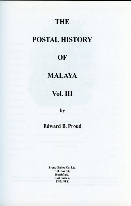 POSTAL HISTORY OF MALAYA VOL III BY EDWARD B. PROUD NEW BOOK BLOWOUT