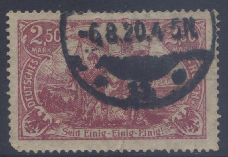 GERMANY-Scott 114 - Berlin Post Office -1920- Used- Lil Rose- Single 2.5m Stamp1