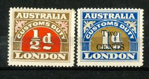 Australia Stamps # Customs Duty 2 Values Very Scarce Customs Duty