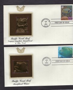3831a-j Pacific Coral Reef, FDC set/10 PCS gold replicas