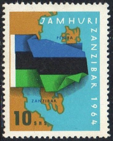 Zanzibar 1964 10s Flag on Map MH